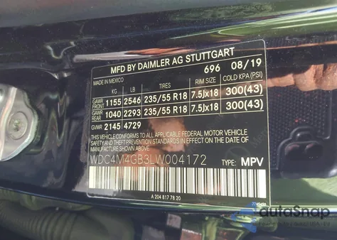 2020 Mercedes-Benz Glb 250 from USA, damaged, VIN WDC4M4GB3LW004172